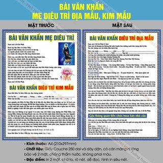 Tờ bài văn khấn mẹ diêu trì địa mẫu, diêu trì kim mẫu..., in 2 mặt, cán ni lông, hình in sắc nét