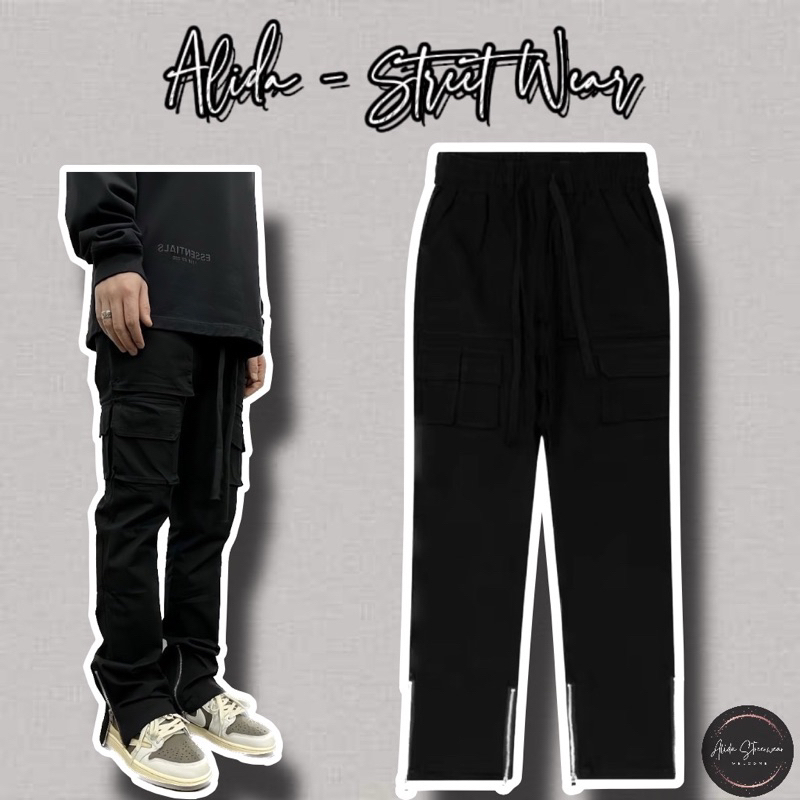 ⚡️[Hight Quality] Quần Cargo Pants Tears Of Saint - Họa Tiết Khóa Zip Phối Túi Hộp Streetwear - Hàng