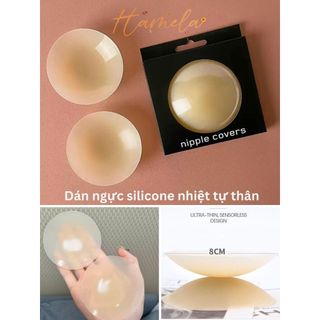 Miếng dán ngực silicone nhiệt tự thân, không keo, siêu bám dính - Hộp 2 miếng dán ngực tự thân Hamela