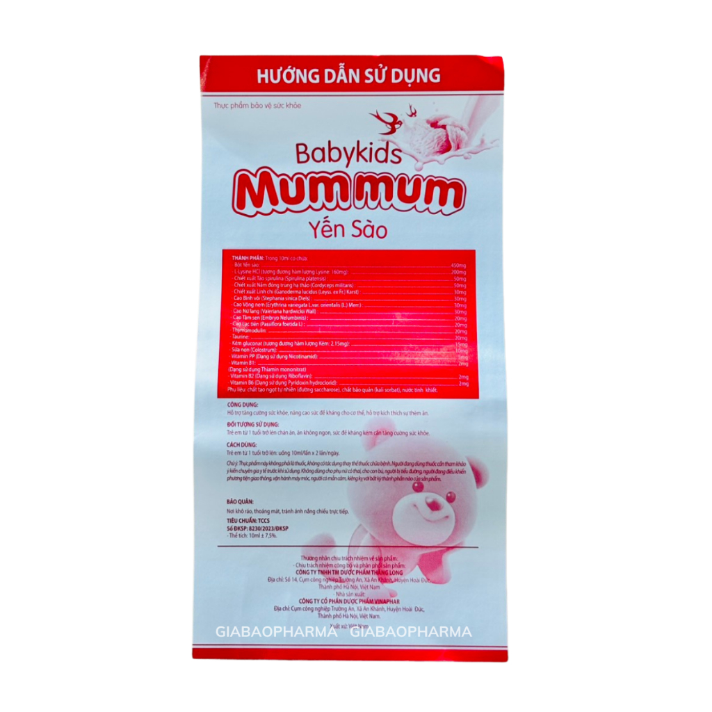 Yến sào babykids mummum hỗ trợ bé ăn ngon (hộp 20 ống)