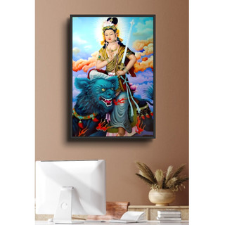 Tranh tráng gương văn thù bồ tát - tranh phòng thờ decor phòng
