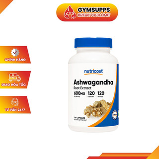 Nutricost ashwagandha root 600mg | giảm stress, tăng sức đề kháng 120 viên