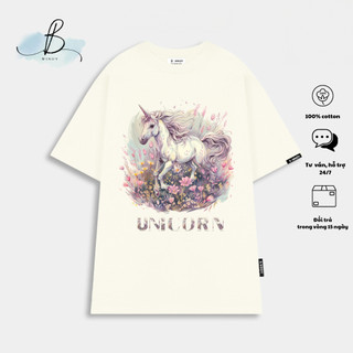 Áo Thun UNICORN~ Local Brand BWINDY Phong Cách unisex tay lỡ form rộng cổ tròn oversize cotton 100%