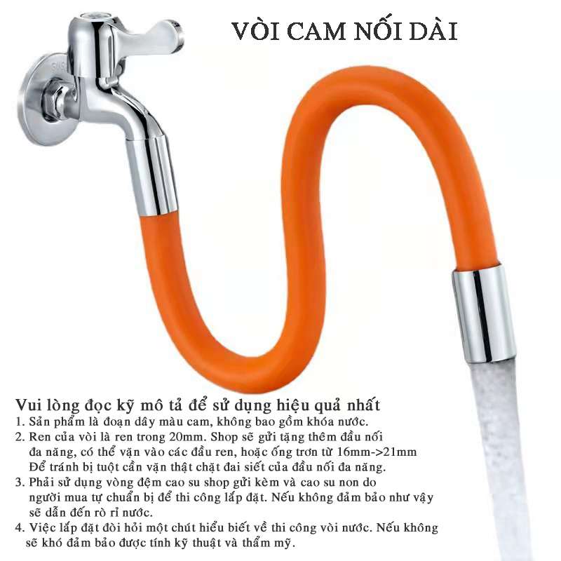 Ống nối vòi nước linh hoạt xoay 360 theo mọi hướng, nước chảy thành dòng, vòi nước dài 20/30cm