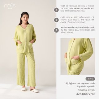 Nous Mom Bộ quần áo pyjama mặc nhà cho mẹ bầu trước sinh dài tay set đồ bầu co giãn đa chiều, thoáng mát