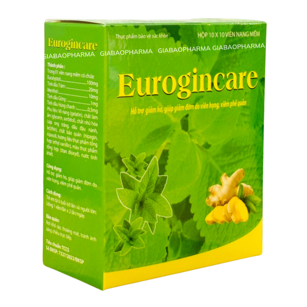 Eurogincare hỗ trợ giảm ho, giảm đờm (hộp 100 viên)