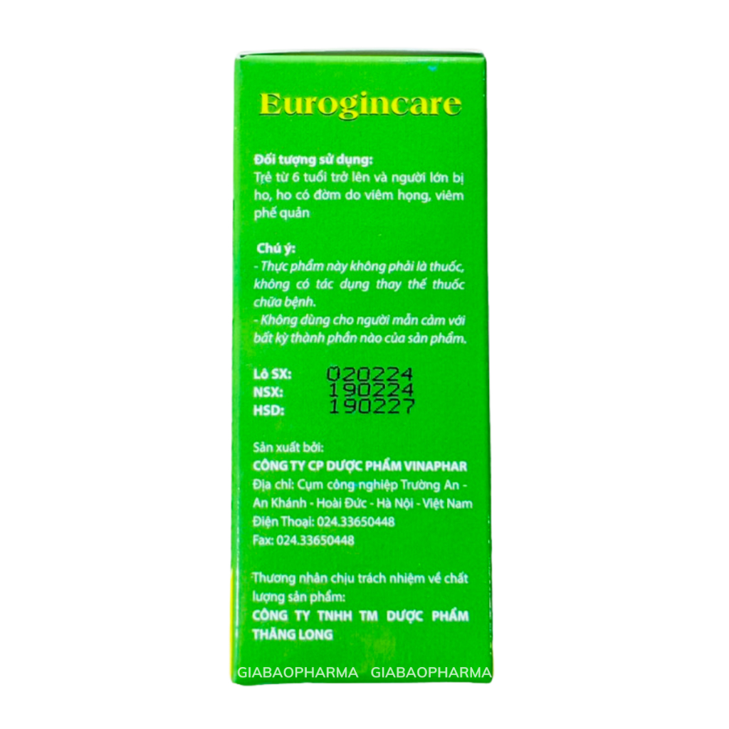 Eurogincare hỗ trợ giảm ho, giảm đờm (hộp 100 viên)