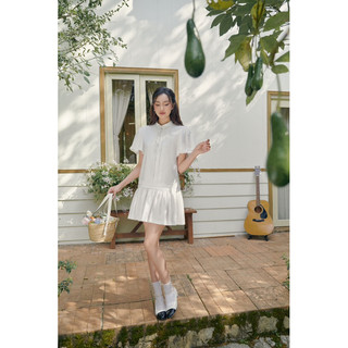CÉLESTE - Váy cotton trắng Jasmine (tặng kèm đai)