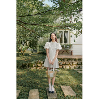 CÉLESTE - Váy cotton trắng Jasmine (tặng kèm đai)