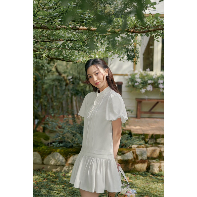 CÉLESTE - Váy cotton trắng Jasmine (tặng kèm đai)