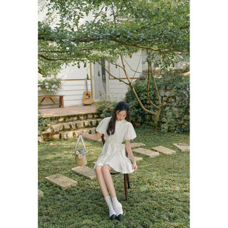 CÉLESTE - Váy cotton trắng Jasmine (tặng kèm đai)