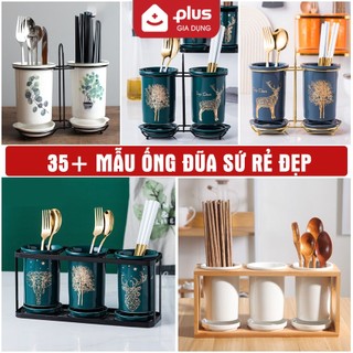 Bộ ống đựng đũa sứ đựng đũa, thìa, muỗng cao cấp kèm khung thép xuất Nhật