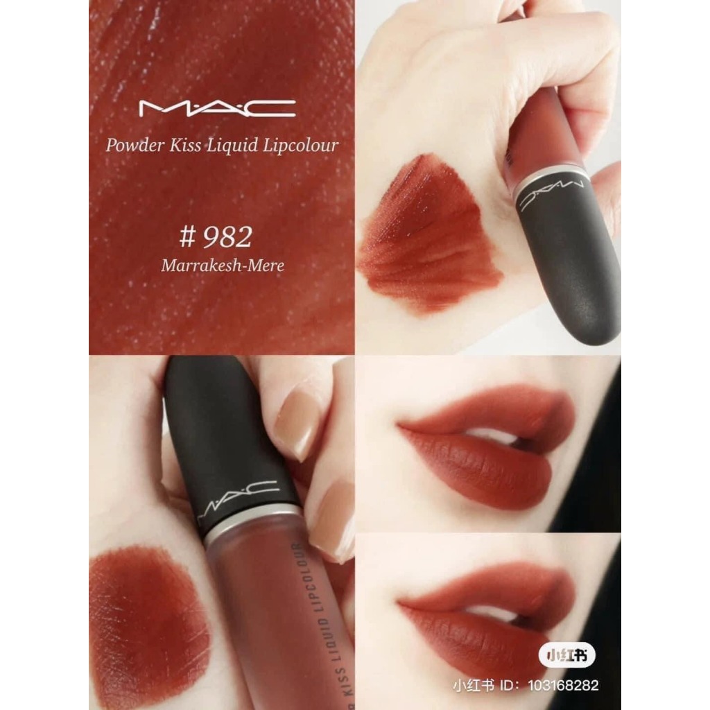 Son Mac chính hãng Powder Kiss Liquid Lipcolour, Son Kem Mac 982 Marrakesh-Mere, BST Son Kem Lì m.a.