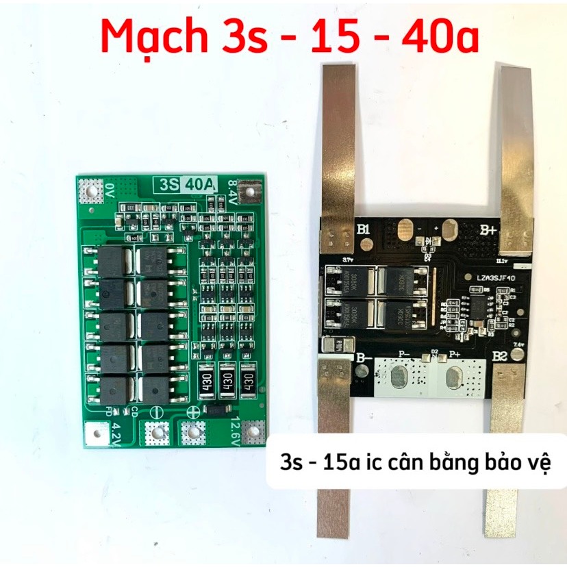Mạch 3S 12,6V 15A-30a-60a .Có cân bằng. Bảo vệ sạc xả bằng IC cho khối pin Lithium 12v 18650 / Lipo 