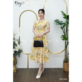 Đầm EMY EM7496 Xoè Hoa Vàng