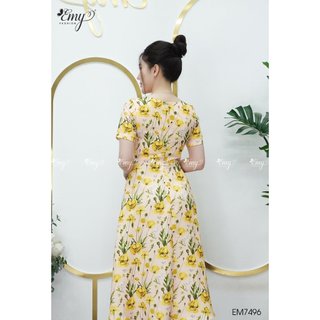 Đầm EMY EM7496 Xoè Hoa Vàng