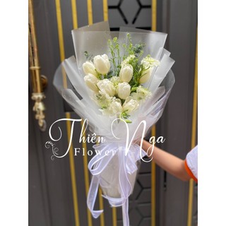 Bó hoa tulip tươi màu trắng trang nhã cho sự kiện trọng đại các dịp lễ