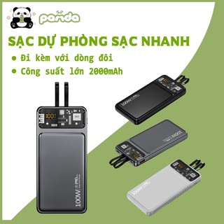 Sạc dự phòng 20000mah DX159 sạc nhanh 100w dung lượng pin lớn có sẵn dây sạc cho nhiều thiết bị điện thoại