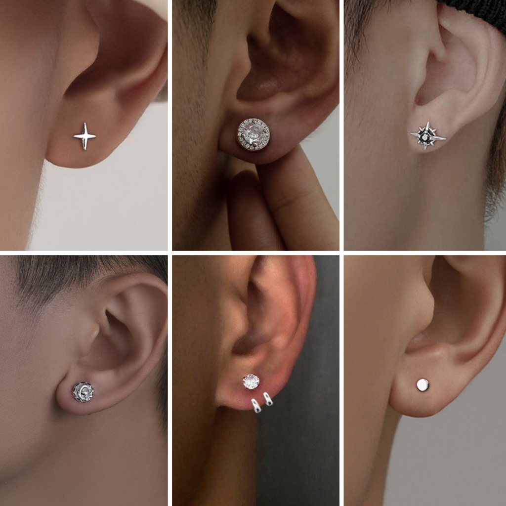 Khuyên tai nam nữ unisex titan không gỉ thời trang cá tính màu basic Gavi đính đá nhiều lựa chọn ( 1 Chiếc )