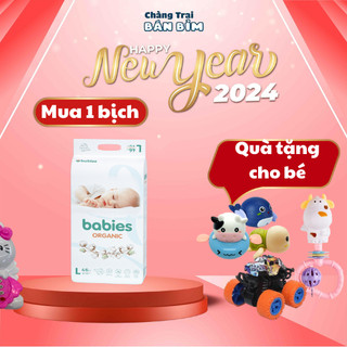  Tã  Bỉm Dán Babies Organic size NB76/S66/M56/L46 với tinh chất lô hội chống hăm, thấm hút 1300ml