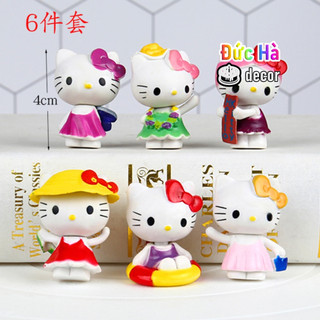Mèo hello kitty đỏ, xanh, hồng trang trí bánh kem, bánh sinh nhật