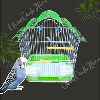 Lồng chim sắt mái tròn cho vẹt nhỏ, hamster các loại chim cảnh đủ phụ kiện như hình A2113
