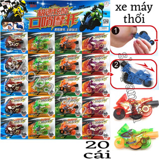 Vỉ 20 chiếc xe máy thổi , đồ chơi mới xe máy mô hình thổi chạy