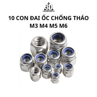 10 con đai ốc chống tháo m3 m4 m5 m6 dành cho máy in 3d, cnc