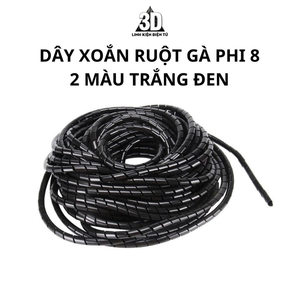 1m Dây xoắn ruột gà phi 6, phi 8, phi 10, phi 12 dành cho máy in 3D, CNC