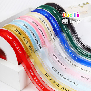 COMBO 2 Lốc 10 Cuộn Phụ Kiện Bánh Sinh Nhật  - Ruy băng voan in chữ Happy birthday bản 25mm