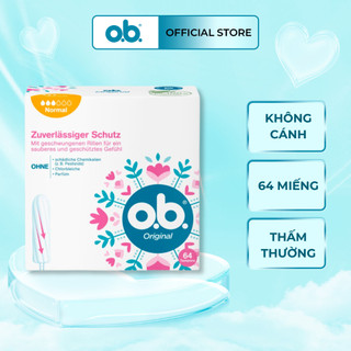 [Tampon o.b] Băng vệ sinh dạng ống tampon o.b original normal 3 giọt 64 cái, không cần đẩy, không hương liệu, chống trào