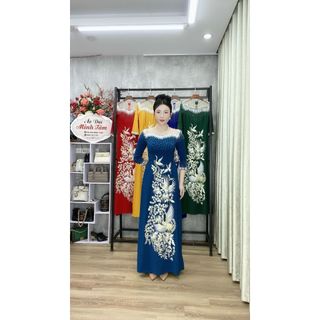 ÁO DÀI ĐÍNH KẾT LỤA MANGO CHO MẸ , BÀ XUI ,ĐI TIỆC