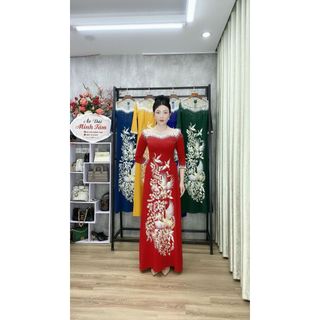 ÁO DÀI ĐÍNH KẾT LỤA MANGO CHO MẸ , BÀ XUI ,ĐI TIỆC