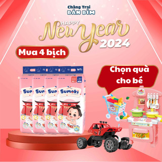  Tã Bỉm Sumoki Nhật Bản size NB64/S56/M48/XL38 thấm hút vượt trội, chống tràn 2 lớp, mỏng mịn