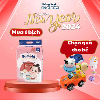 Tã Bỉm Dán Sumoki Nhật Bản size NB64/S56/M48 siêu thấm hút, 2 lớp chống tràn, siêu mềm mỏng mịn