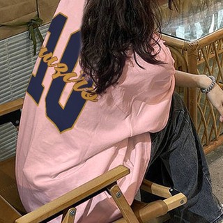 Màu Hồng áo phông nữ form rộng Quả mơ số 10 in ấn cổ tròn oversized áo thun tay lỡ 100%cotton focus local brand