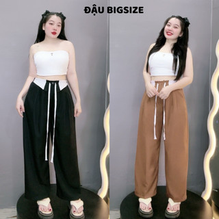 Quần dài bigsize nữ cạp phối kèm dây lưng thun co giãn chất cotton lạnh mềm mịn - QPHOI