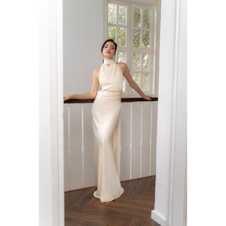 [KISSERINE] KEVA SILK DRESS - Đầm lụa thiết kế - Đầm lụa dài - Phong cách thanh lịch - Đầm cổ yếm mặc được nhiều kiểu