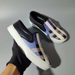 Giày Sneaker nam, giày lười nam BBR caro sọc tím siêu đẹp
