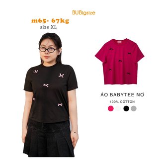 Áo babytee trơn phối đính nơ bigsize - 24yap36 -