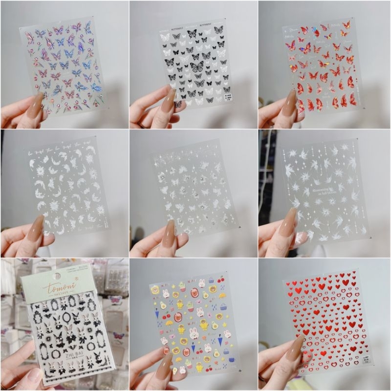 Sticker bướm lụa tomoni Sticker dán móng tay nail lụa Tomoni cao cấp