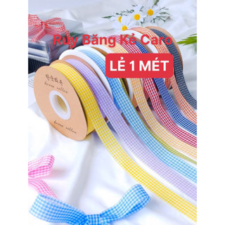   LẺ 1 5 MÉT  Ruy Băng Kẻ Carro Bản 2Cm Gói Quà Buộc Nơ Hoa Làm Đồ Handmade - Sami Flower 