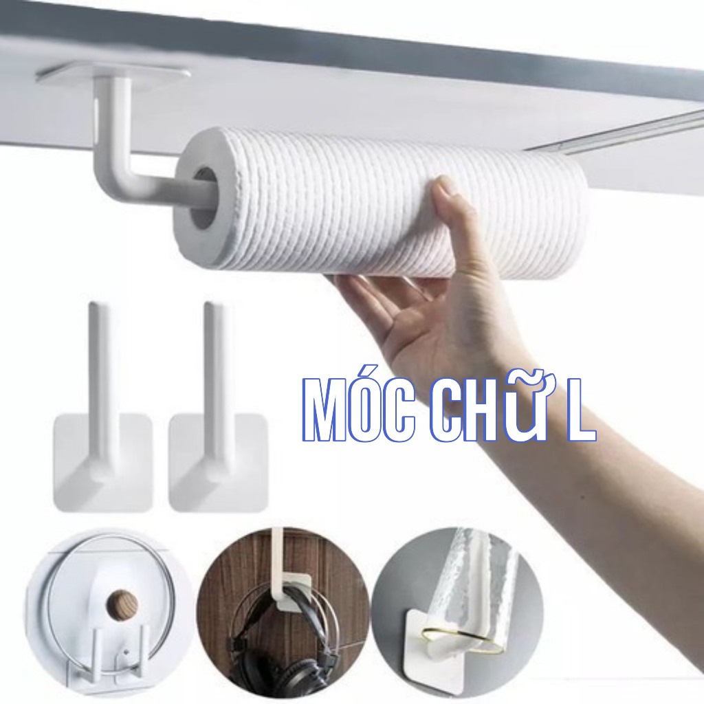 Combo 2 cái móc dán tường treo đồ dùng đa năng chữ L tiện lợi