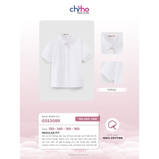 Áo sơ mi bé gái CHIHO cộc tay thiết kế cổ đức nhẹ nhàng thanh lịch, chất liệu 100% Cotton mềm mịn thoáng mát GSS308R