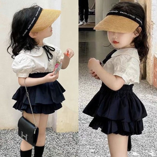 Váy bé gái,Sét sơ mi trắng chân váy đen xoè kèm nơ cho bé 10-30kg