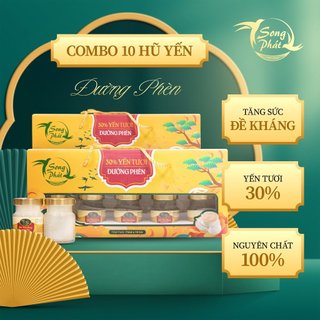 Hộp quà 10 hũ Tổ yến chưng đường phèn Song Phát hỗ trợ đề kháng cơ thể khỏe mạnh 70ml