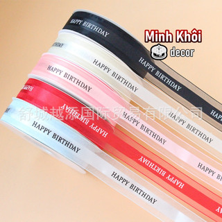COMBO Lốc 5 Cuộn Dây Ruy Băng Polyester In Chữ Happy Birthday