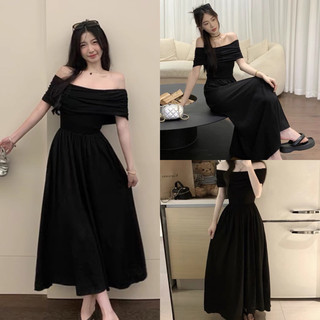 Đầm thun bẹt vai tiểu thư dáng dài che khuyết điểm hàng QC LOẠI 1