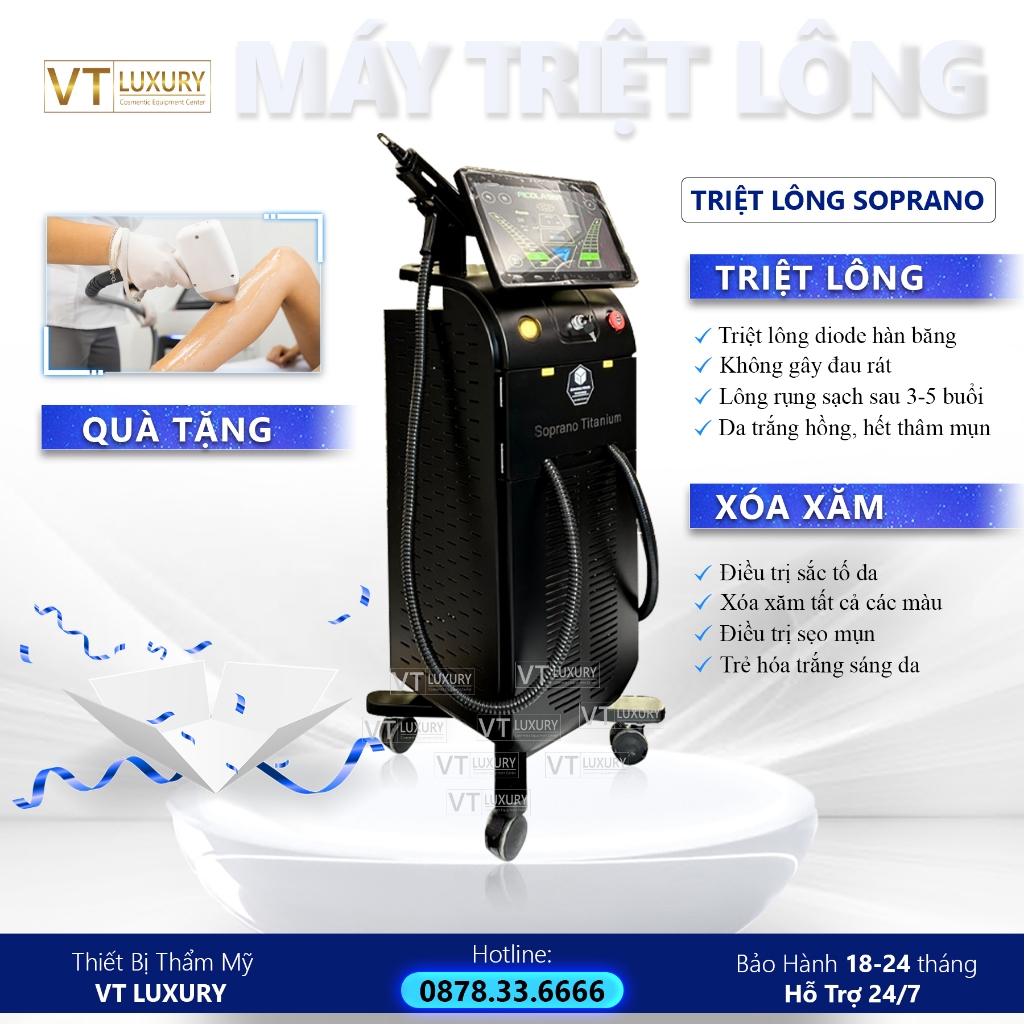 Máy Triệt Lông &amp; Laser Xóa Xăm Diode 2in1 Cao Cấp SOPRANO TITANIUM Bắc Kinh LOẠI 1