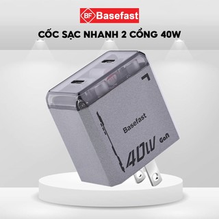 Củ sạc nhanh basefast 40w 2 cổng kết nối chuẩn type c sử dụng công nghệ sạc nhanh gan dùng cho ip, samsung,oppo,xiaomi